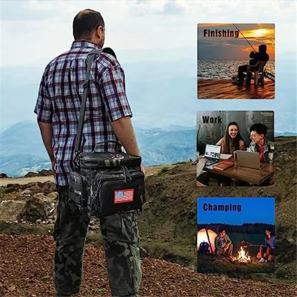 Tactical Insulated Lunch Bag Cooler MOLLE 12L Multi Pocket Work Travel Lunchbox